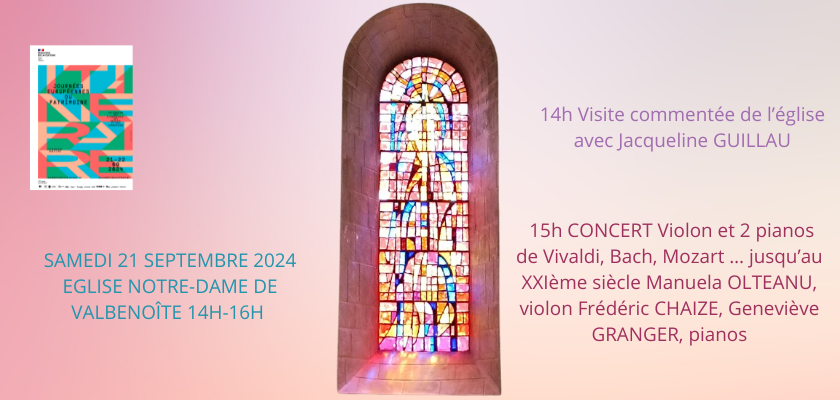 Église Notre-Dame de Valbenoîte : visite commentée et concert violon et deux pianos