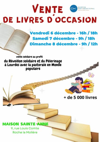 affiche de la Vente de livres au profit de la Pastorale en monde Populaire