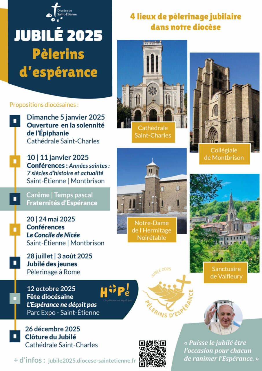 Affiche des propositions du diocèse de Saint-Etienne pour le Jubilé 2025